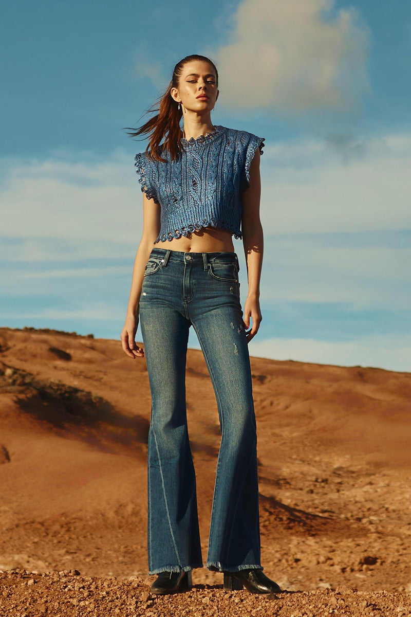 Cleo Mid Rise Flare Jeans – Kancan USA - Main Image