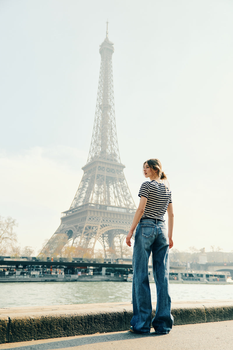 Venice Mid Rise Wide Jeans with Stretch & Dark Wash | Kancan USA