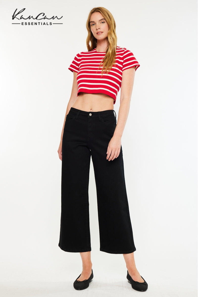 Shea Essentials High Rise Cropped Wide Leg Jeans - Official Kancan USA