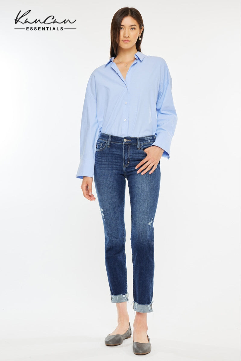Emely Essentials Mid Rise Slim Straight Leg Jeans - Official Kancan USA
