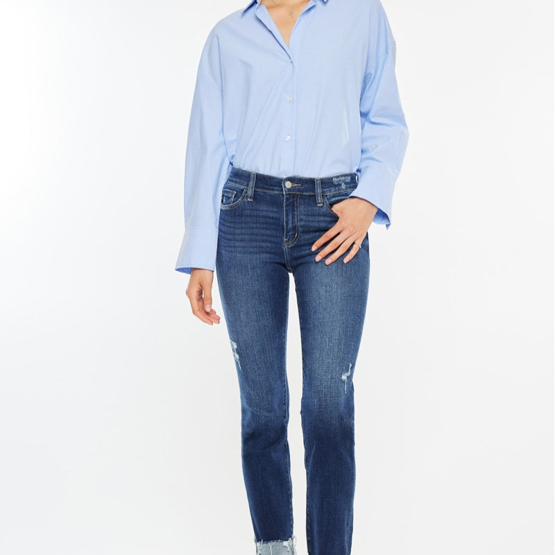 Emely Essentials Mid Rise Slim Straight Leg Jeans