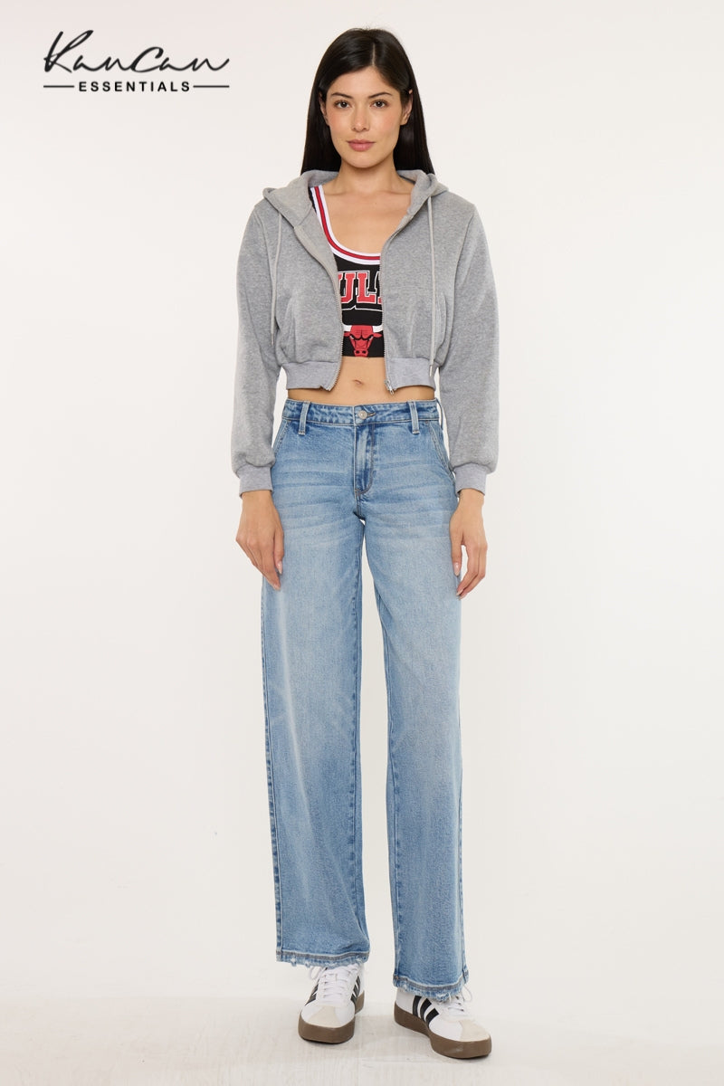 Alma Mid Rise Wide Leg Jeans – Stretch Trouser Style – Kancan USA