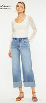 Leslie Essentials High Rise Crop Wide Leg Jeans - Official Kancan USA