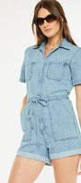 Mailene Sleeves Denim Romper - Official Kancan USA