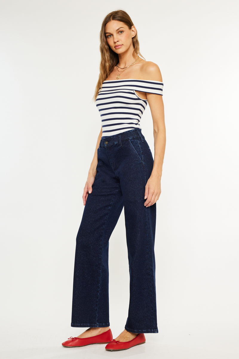 Kayla High Rise Trouser Wide Leg Jeans - Official Kancan USA
