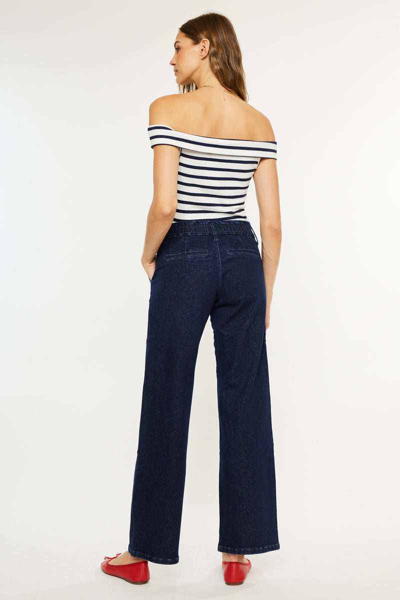 Kayla High Rise Trouser Wide Leg Jeans - Official Kancan USA