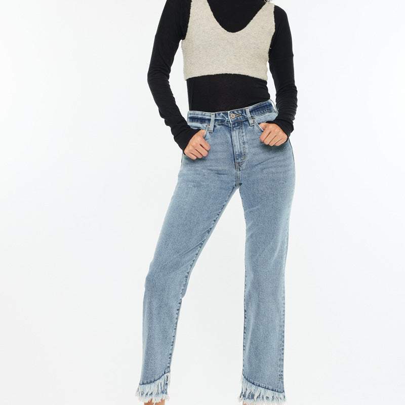 Clover High Rise Straight Fit Leg Jeans - Official Kancan USA