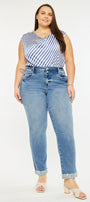 Irina High Rise Slim Straight Leg Jeans (Plus Size) - Official Kancan USA