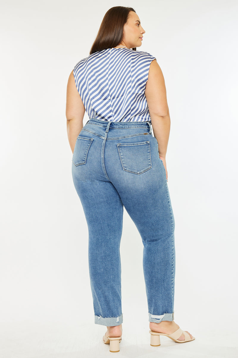 Irina High Rise Slim Straight Leg Jeans (Plus Size) - Official Kancan USA