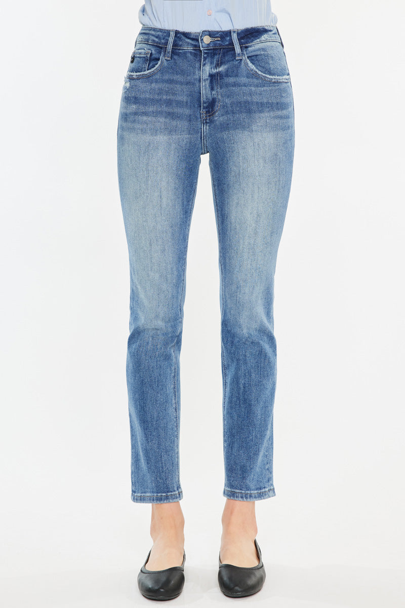 Maddy High Rise Slim Straight Leg Jeans - Official Kancan USA