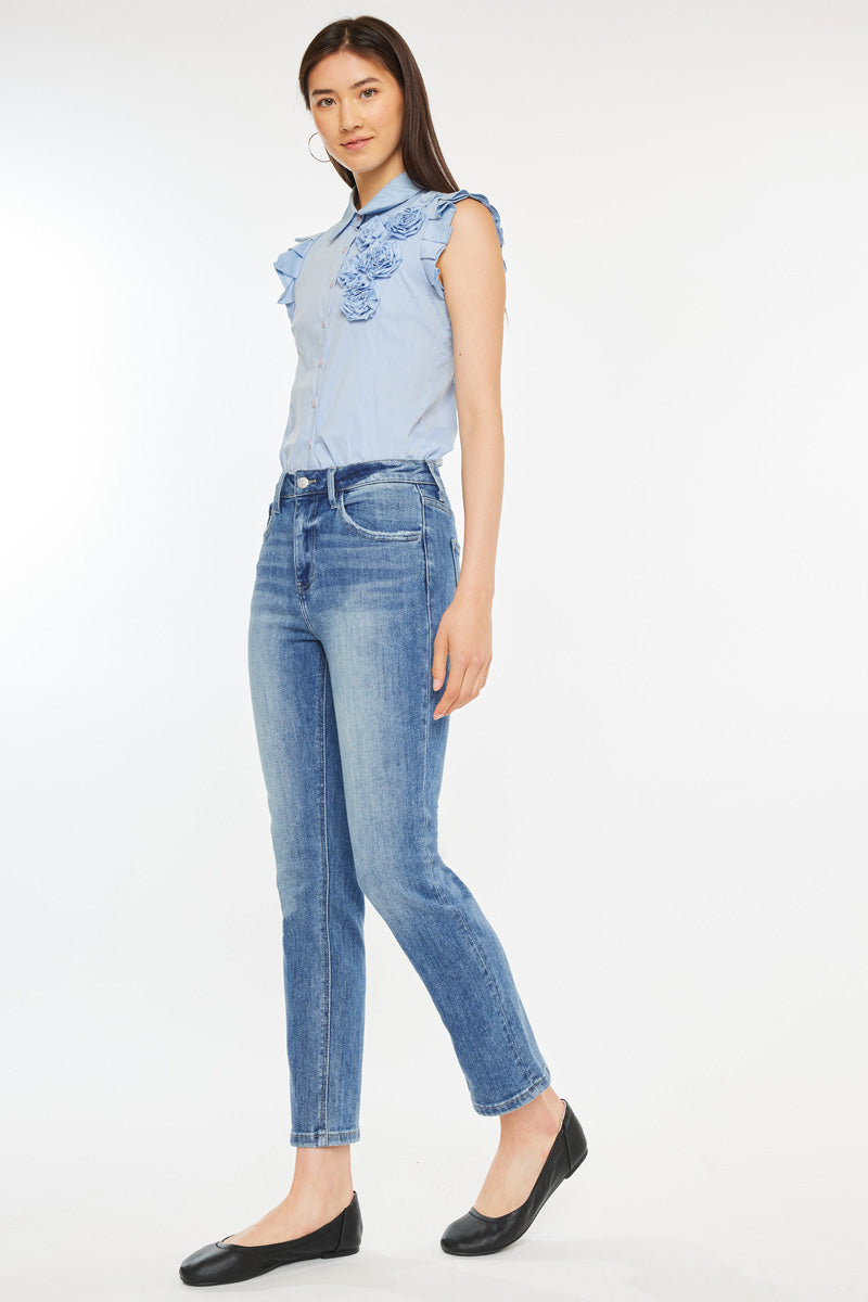 Maddy High Rise Slim Straight Leg Jeans - Official Kancan USA