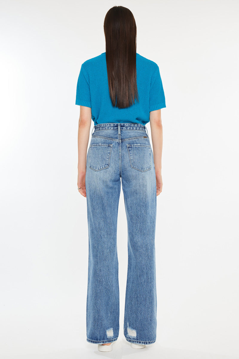 Debra High Rise 90's Criss Cross Straight Jeans | Kancan USA