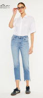 Angela Essentials High Rise Slim Crop Straight Jeans - Official Kancan USA