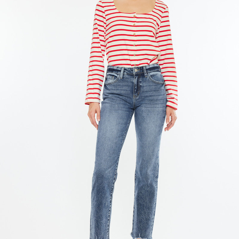 Kathrine High Rise Slim Straight Leg Jeans - Official Kancan USA