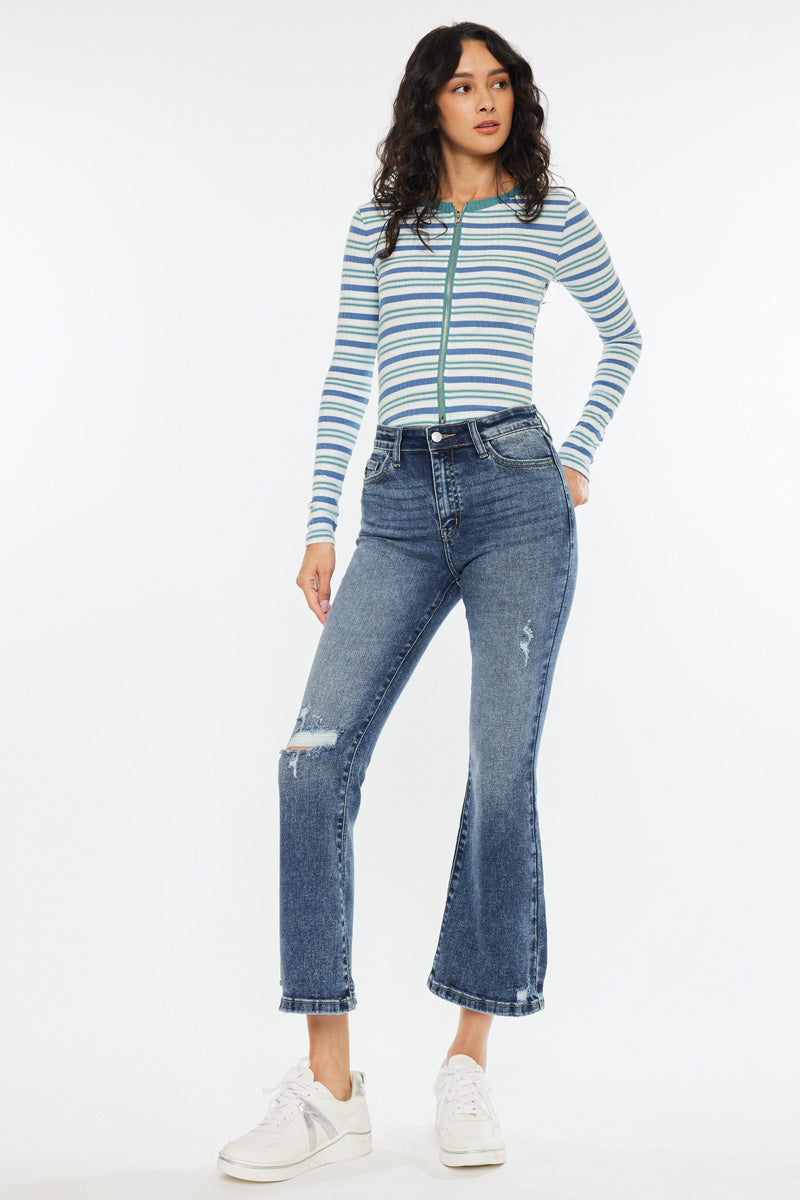 Miley High Rise Cropped Flare Jeans - Official Kancan USA