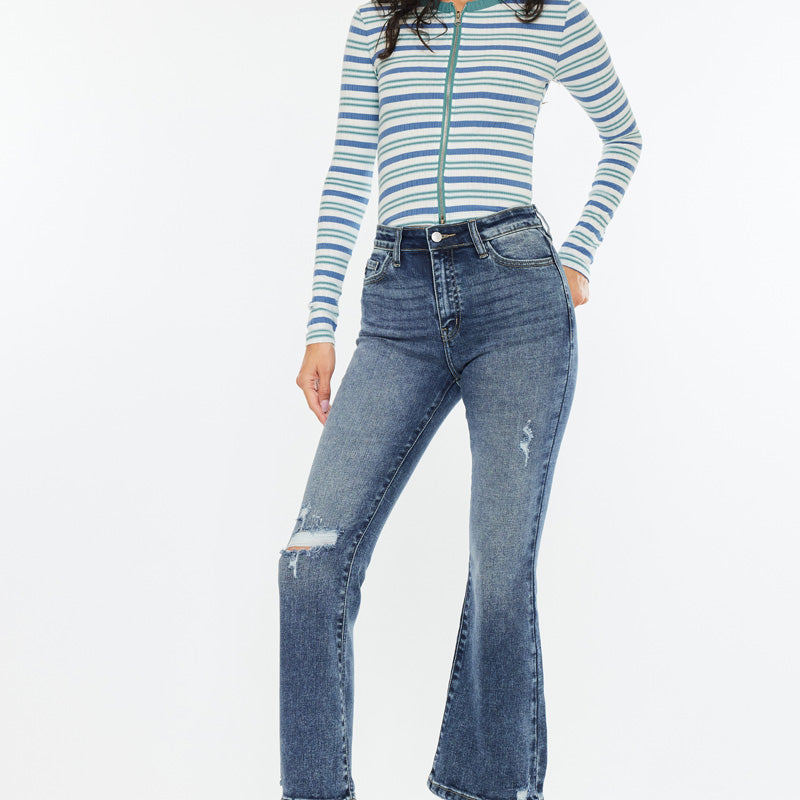 Miley High Rise Cropped Flare Jeans - Official Kancan USA