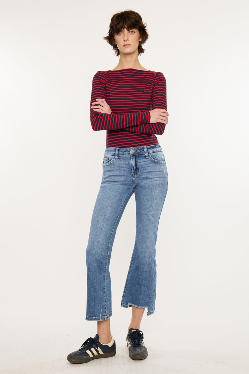 Savanna Essentials Mid Rise Crop Flare Denim | Kancan USA