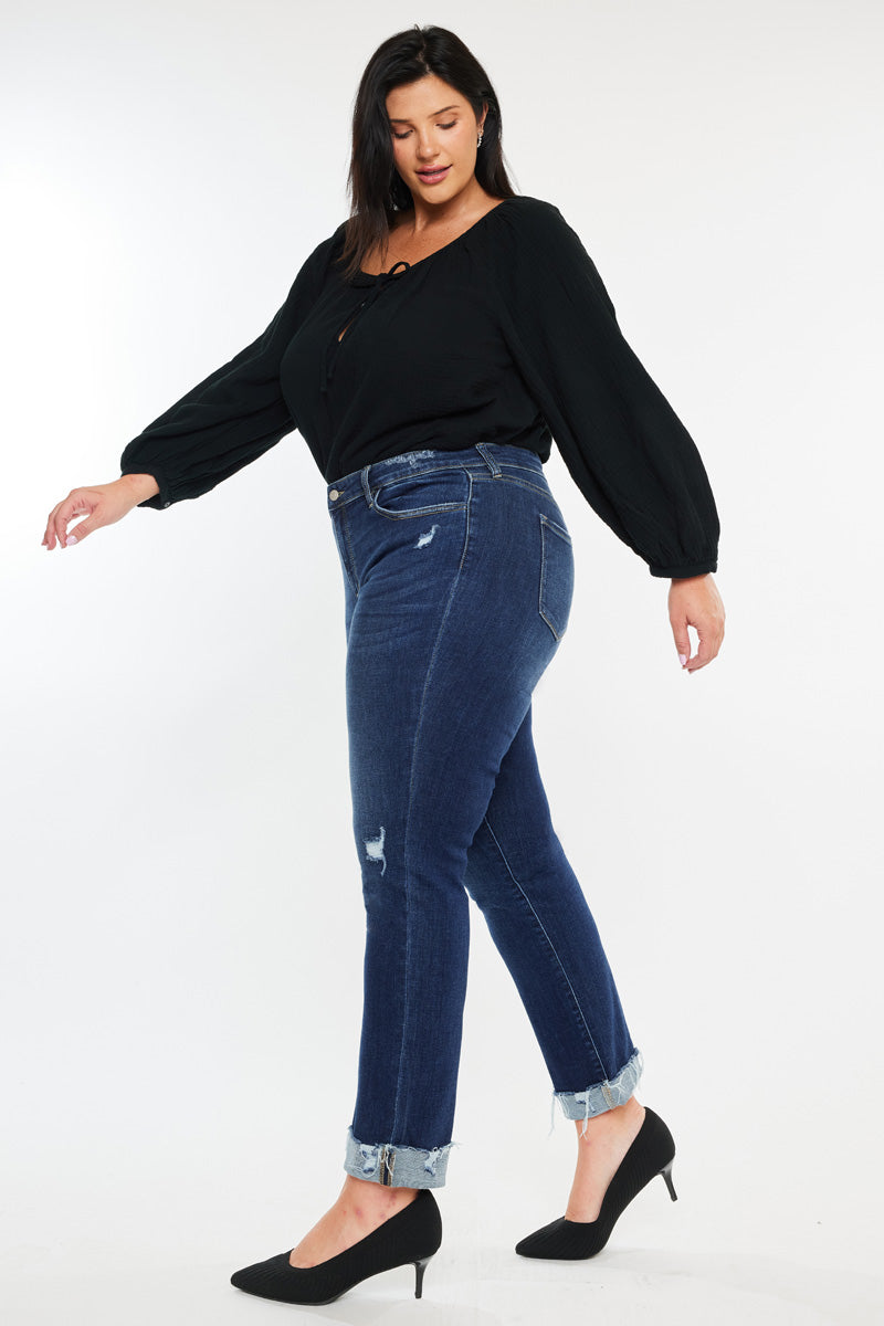Sydney Mid Rise Slim Straight Leg Jeans (Plus) - Official Kancan USA