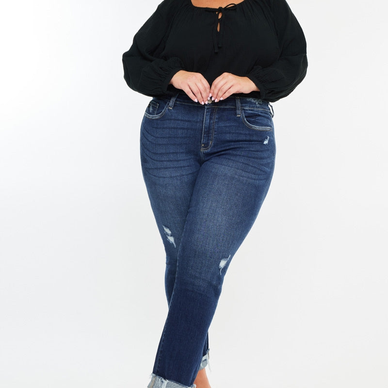 Emely Essentials Mid Rise Slim Straight Leg Jeans (Plus) - Official Kancan USA