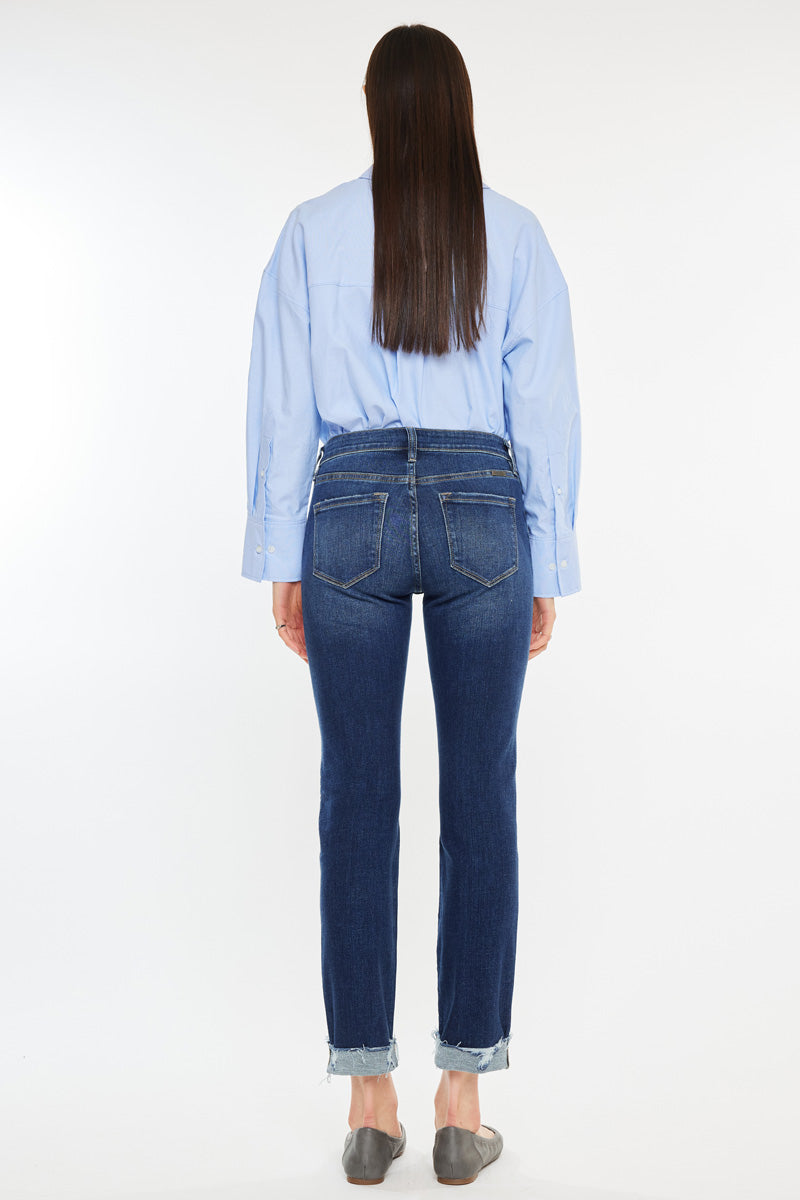Emely Mid Rise Slim Straight Leg Jeans - Official Kancan USA