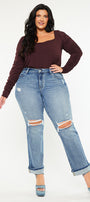 Jailen Mid Rise True Straight Leg Jeans (Plus Size) - Official Kancan USA