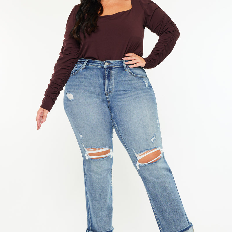 Jailen Mid Rise True Straight Leg Jeans (Plus Size) - Official Kancan USA