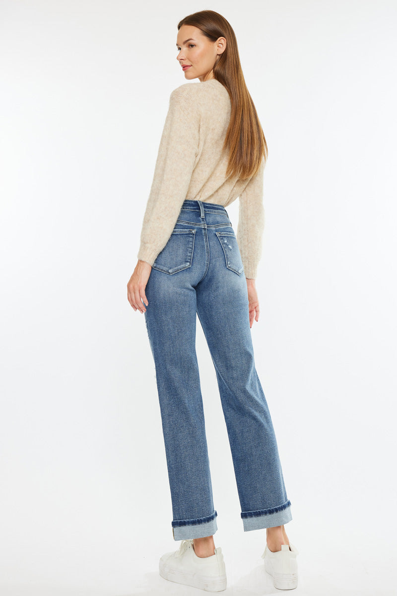 Carrie Mid Rise True Straight Leg Jeans - Official Kancan USA