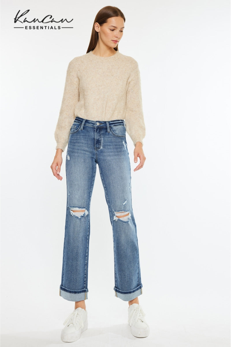 Carrie Essentials Mid Rise True Straight Leg Jeans - Official Kancan USA