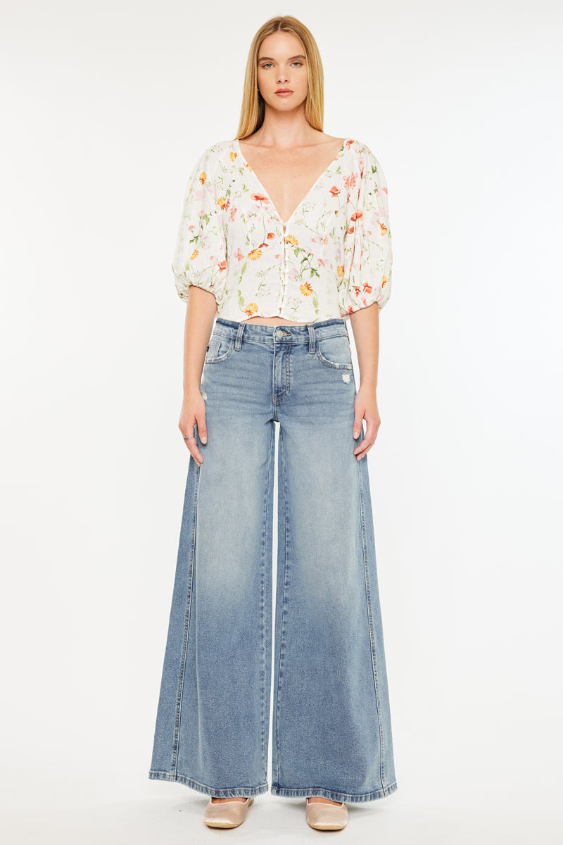 Renee Mid Rise Super Wide Jeans - Official Kancan USA