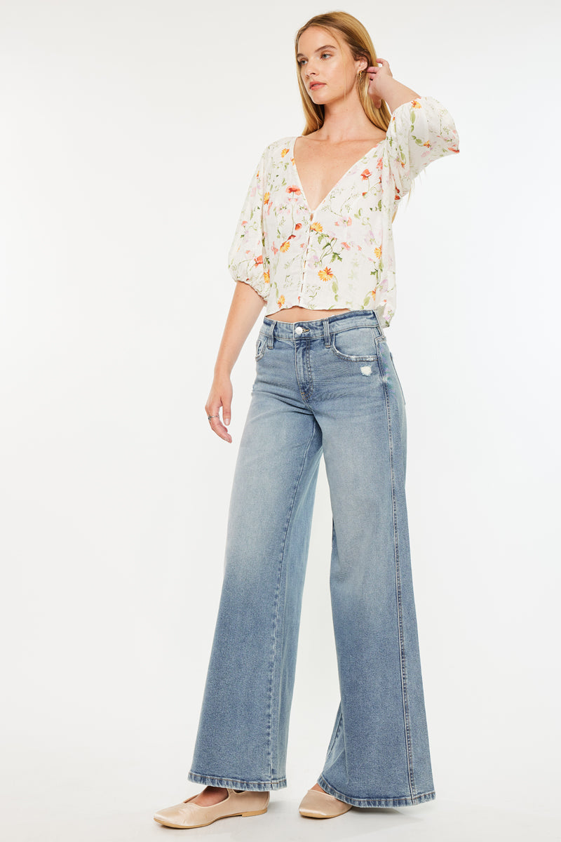 Renee Mid Rise Super Wide Jeans - Official Kancan USA
