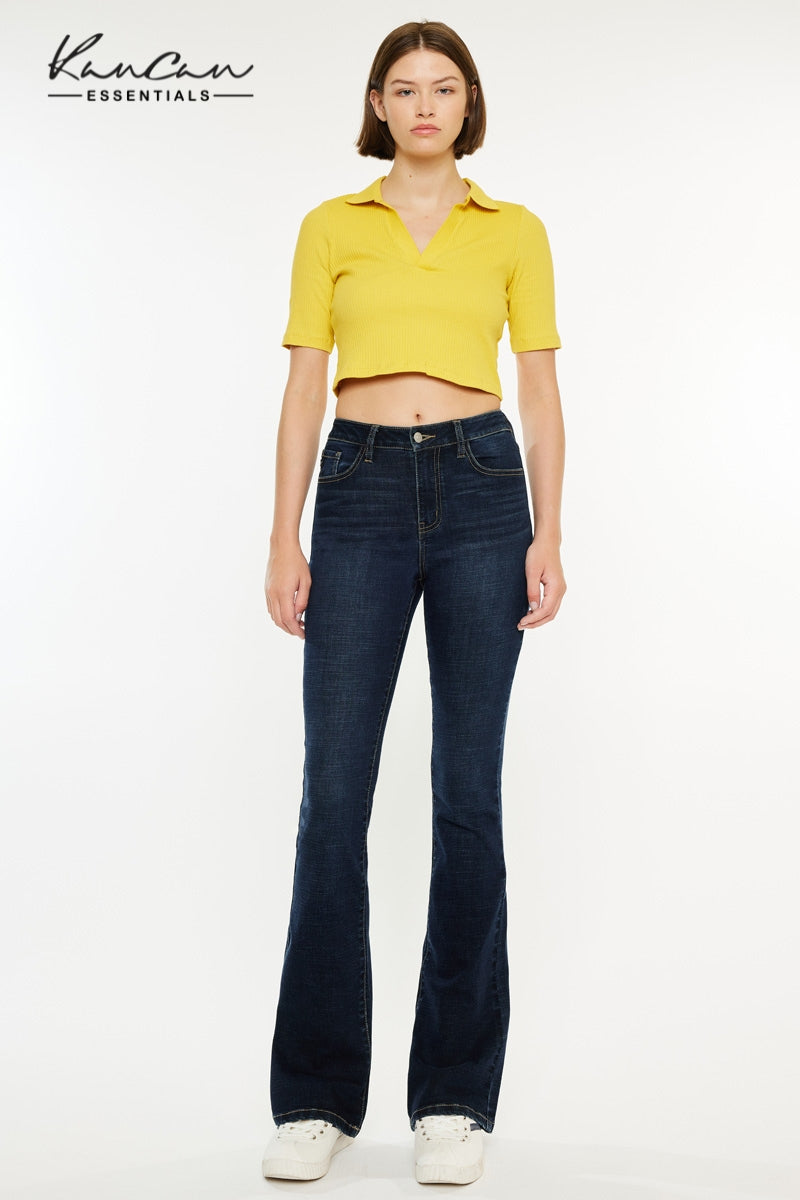 Avery High Rise Bootcut Jeans – Stretch Dark Wash Denim – Kancan USA
