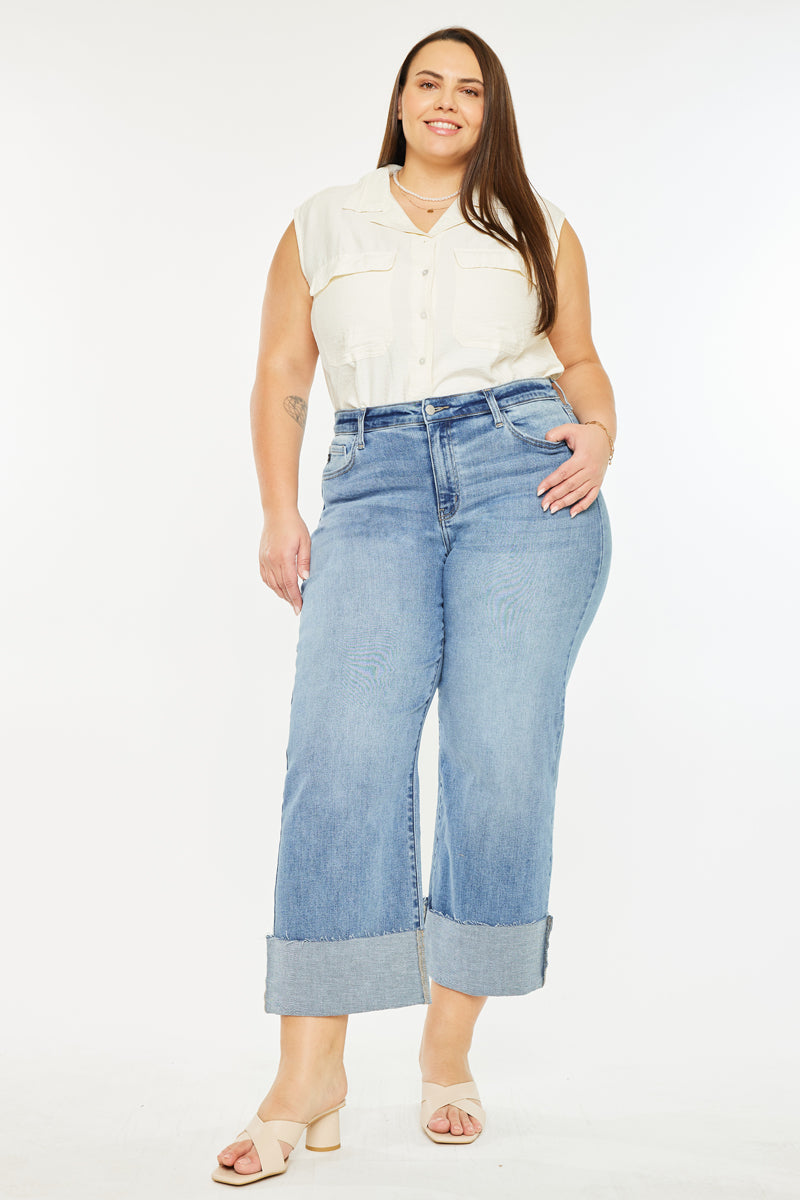 Letty High Rise Crop Wide Leg Jeans (Plus Size) - Official Kancan USA