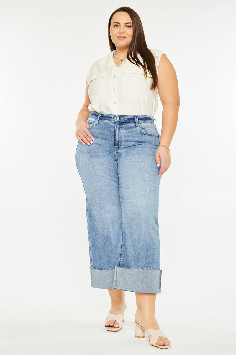 Letty High Rise Crop Wide Leg Jeans (Plus Size) - Official Kancan USA