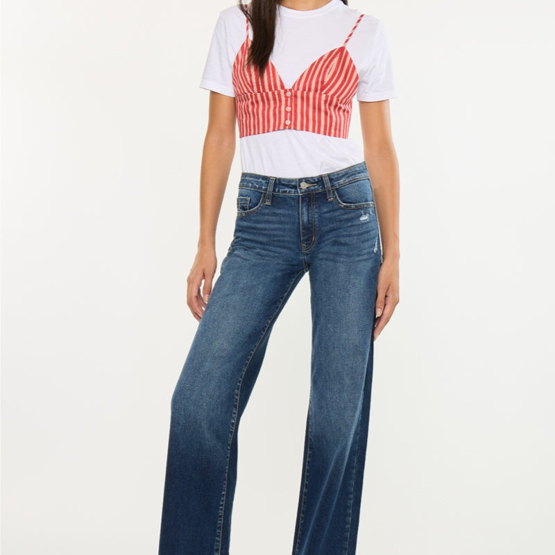 Gemma Essentials Mid Rise Wide Jeans - Official Kancan USA