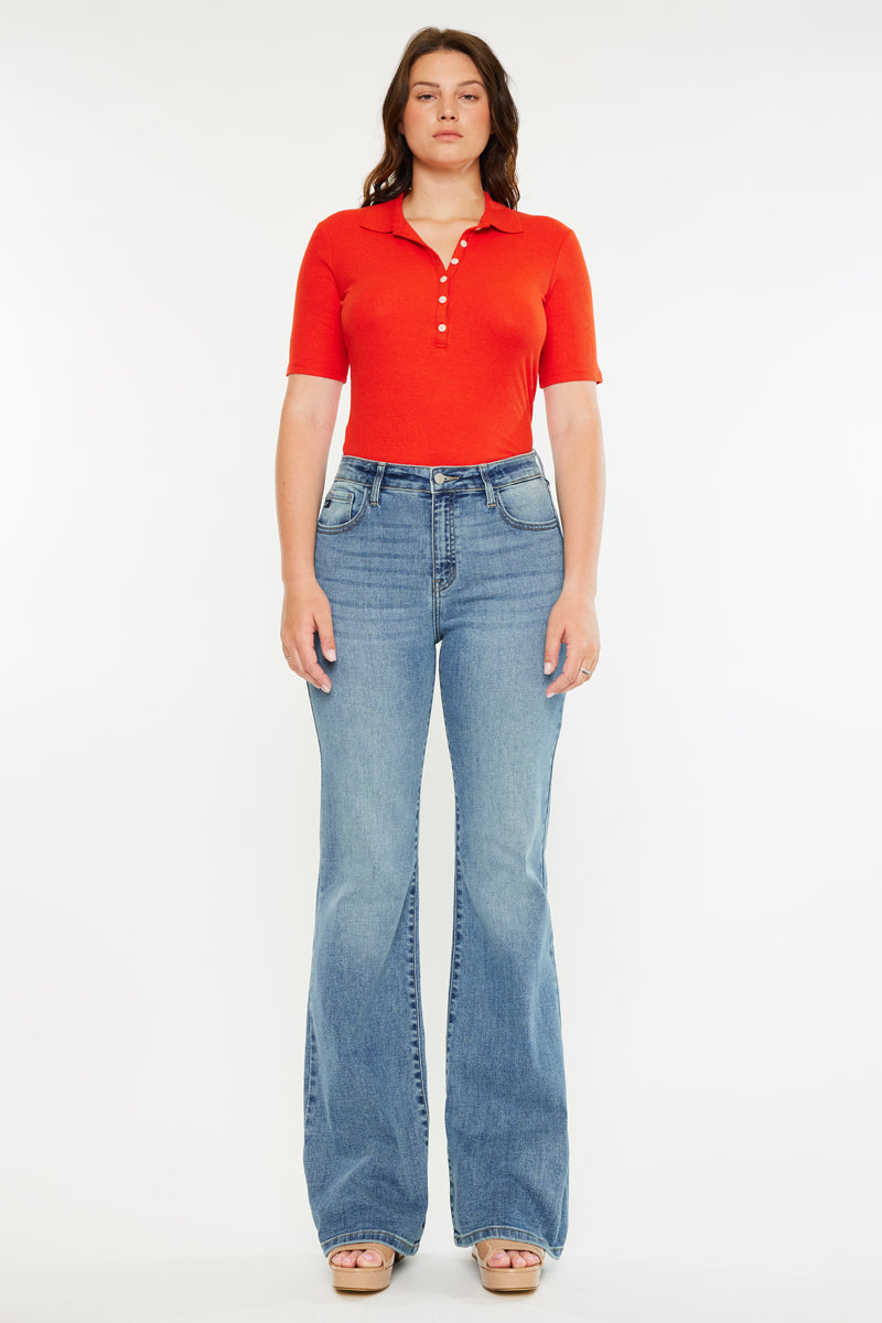 Dulce Essentials High Rise Wide Flare Jeans - Curvy - Official Kancan USA