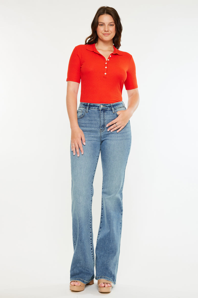 Dulce Essentials High Rise Wide Flare Jeans - Curvy - Official Kancan USA