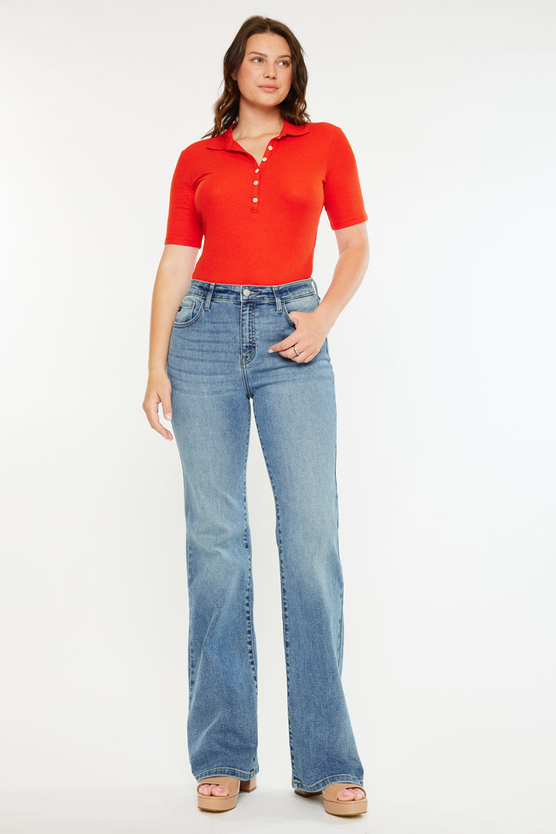 Dulce Essentials High Rise Wide Flare Jeans - Curvy - Official Kancan USA