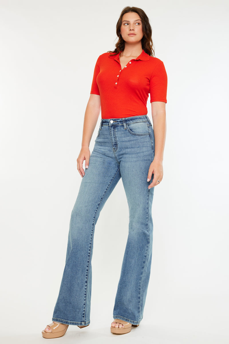 Dulce Essentials High Rise Wide Flare Jeans - Curvy - Official Kancan USA