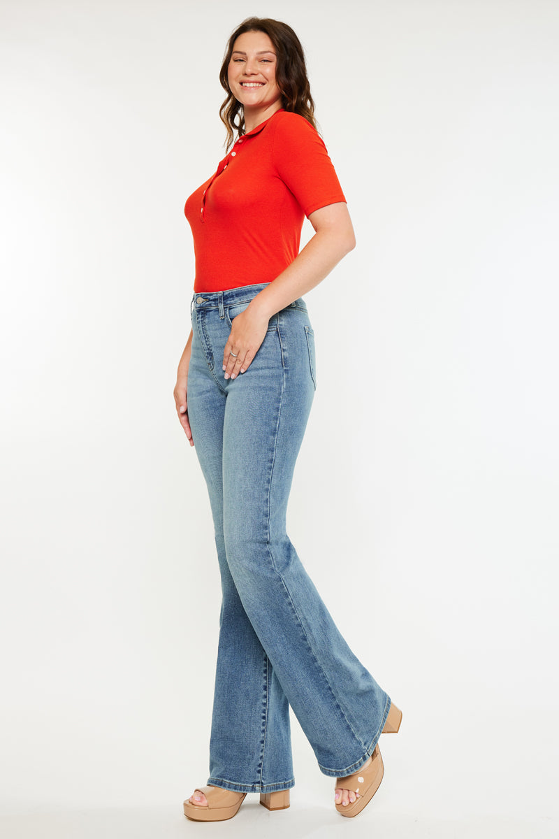Dulce Essentials High Rise Wide Flare Jeans - Curvy - Official Kancan USA
