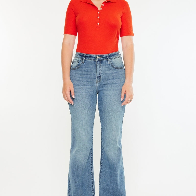 Dulce Essentials High Rise Wide Flare Jeans - Curvy - Official Kancan USA