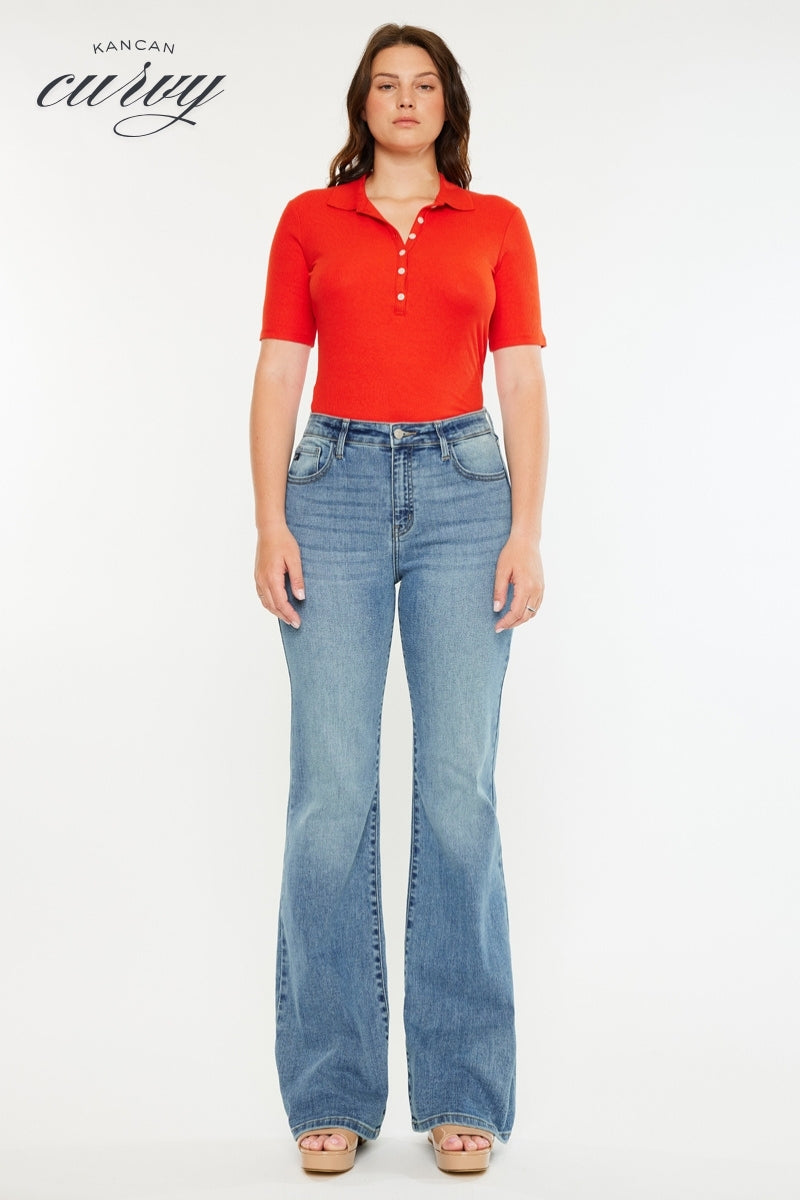 Dulce Essentials High Rise Wide Flare Jeans - Curvy - Official Kancan USA