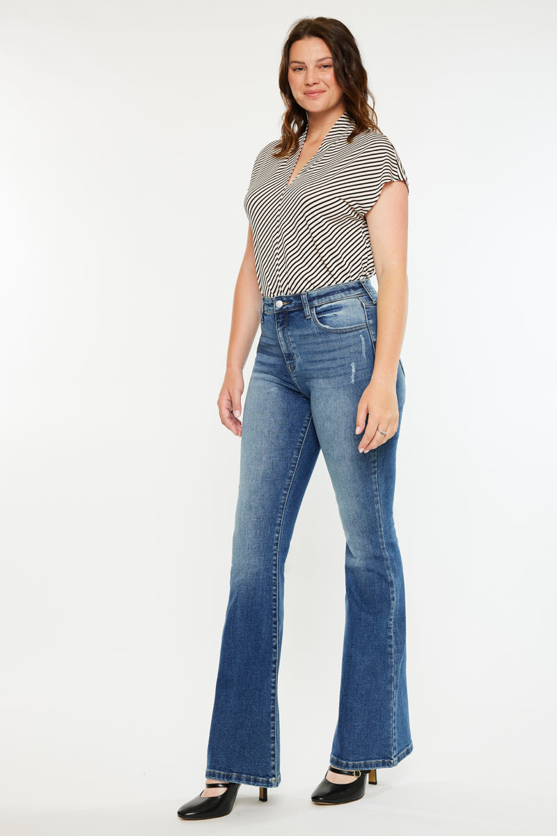 Tana Essentials High Rise Wide Flare Jeans (Curvy) - Official Kancan USA
