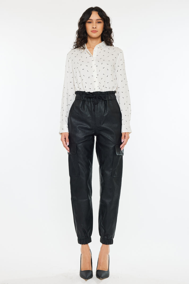Rona Ultra High Rise Faux Leather Joggers - Official Kancan USA