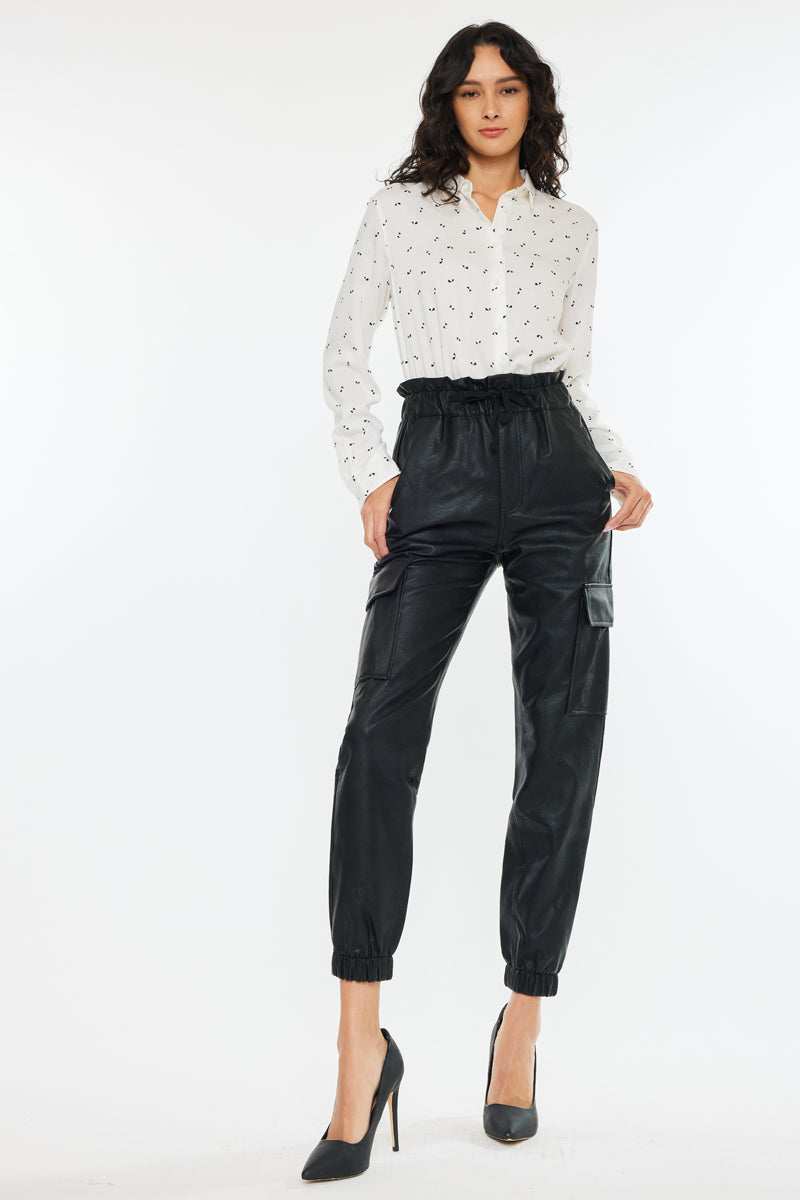 Rona Ultra High Rise Faux Leather Joggers - Official Kancan USA