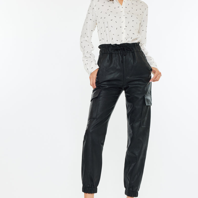 Rona Ultra High Rise Faux Leather Joggers - Official Kancan USA