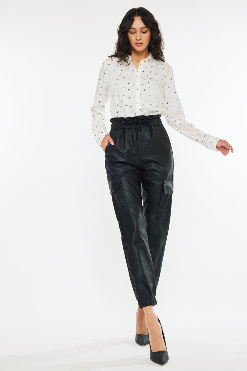 Rona Ultra High Rise Faux Leather Joggers - Official Kancan USA