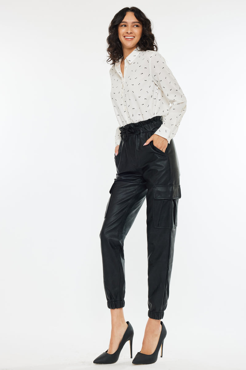 Rona Ultra High Rise Faux Leather Joggers - Official Kancan USA