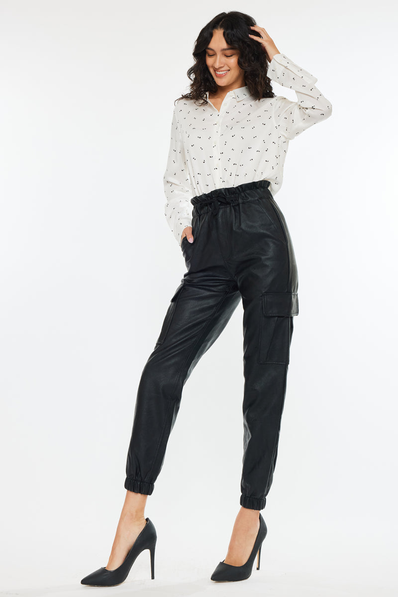 Rona Ultra High Rise Faux Leather Joggers - Official Kancan USA