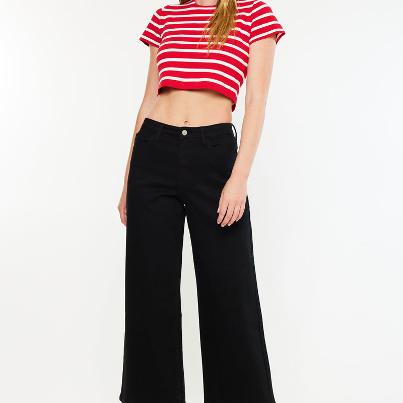 Shea Essentials High Rise Cropped Wide Leg Jeans - Official Kancan USA