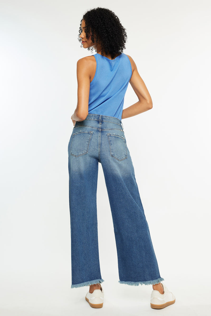 Aruli Essentials High Rise Cropped Wide Leg Jeans - Official Kancan USA